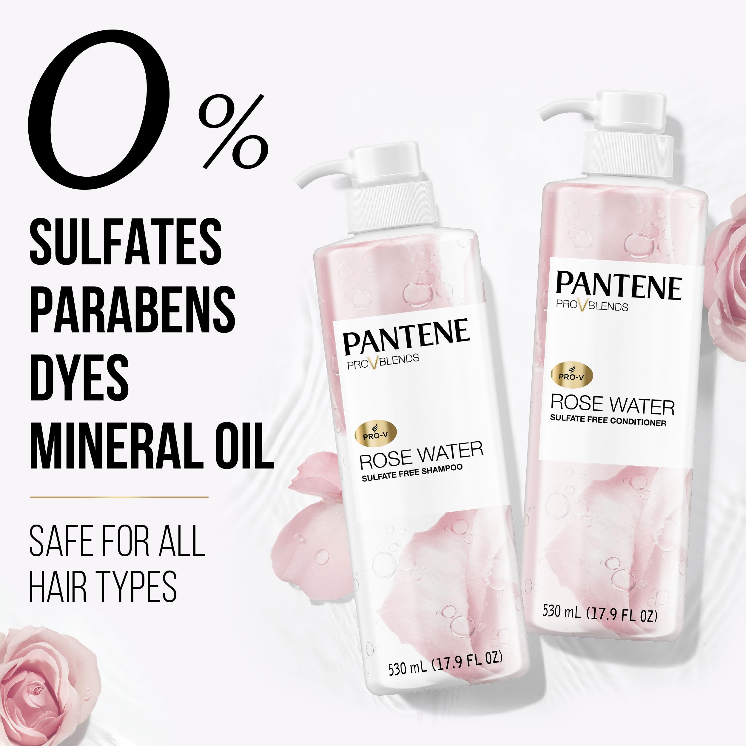 Pantene espuma de shampoo Rose Water en mano, limpieza suave que no reseca