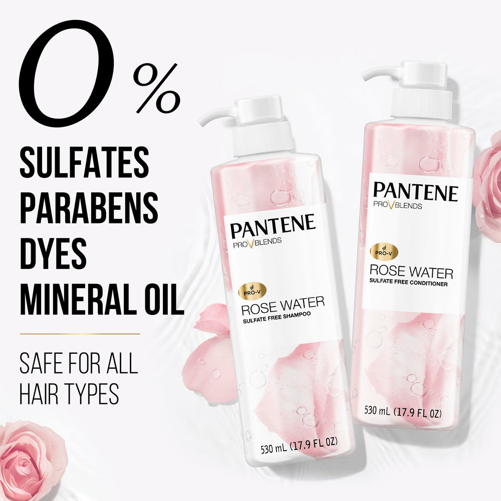 Pantene espuma de shampoo Rose Water en mano, limpieza suave que no reseca