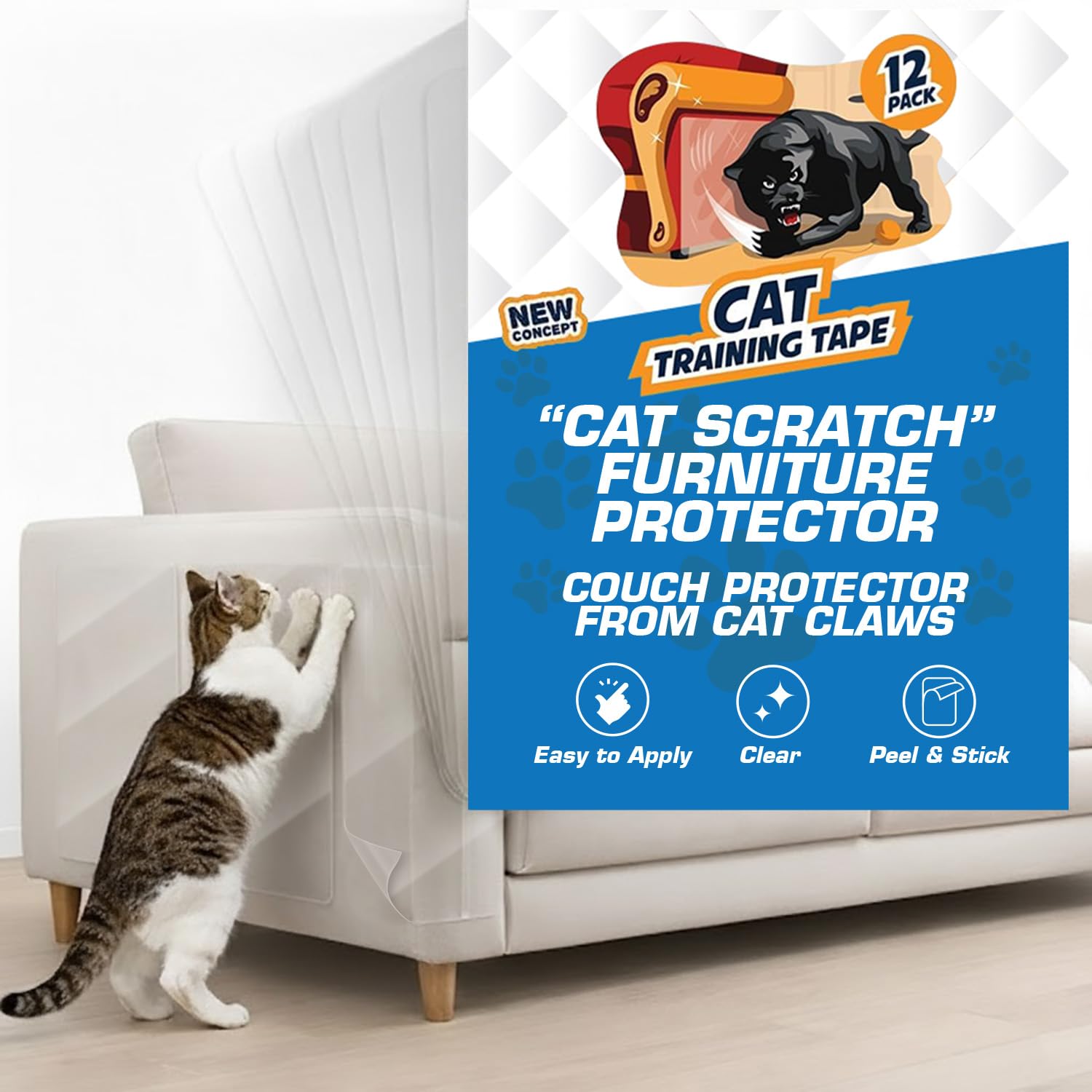 Panther Armor front packaging showing 12 sheets protecting furniture