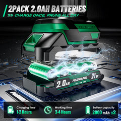 PAOWAFOL dos baterías 2000mAh que ofrecen autonomía prolongada y trabajo continuo