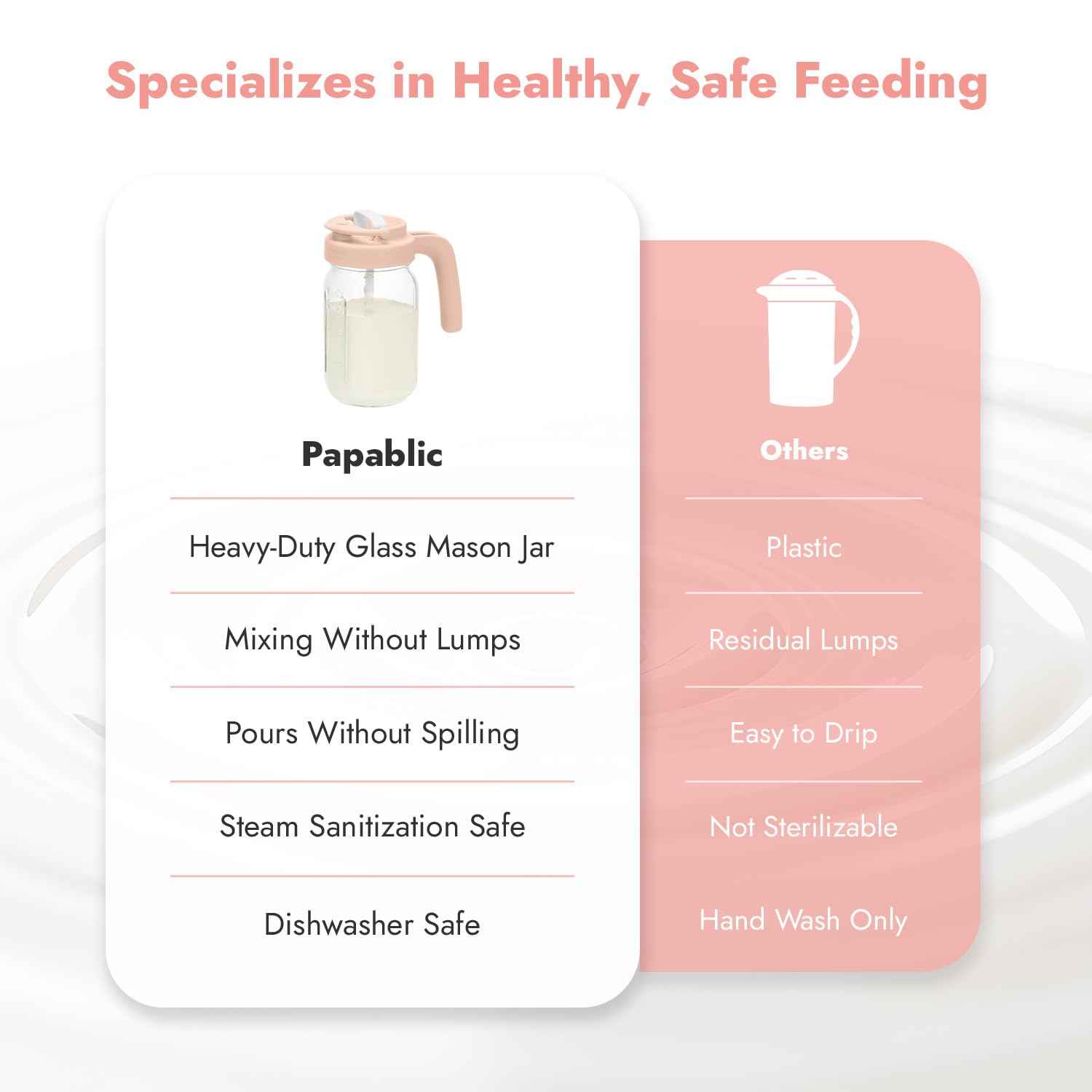Papablic vertido de fórmula para mezcla sin grumos