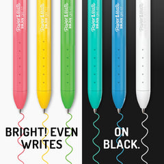 Paper Mate muestra de tintas clásicas en papel blanco con colores vivos