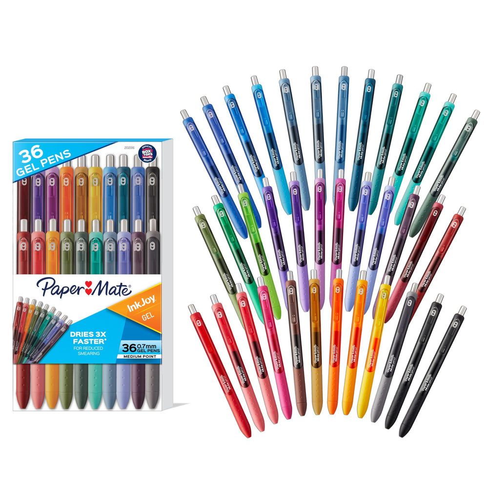 Paper Mate vista frontal del paquete con 36 bolígrafos, opción práctica