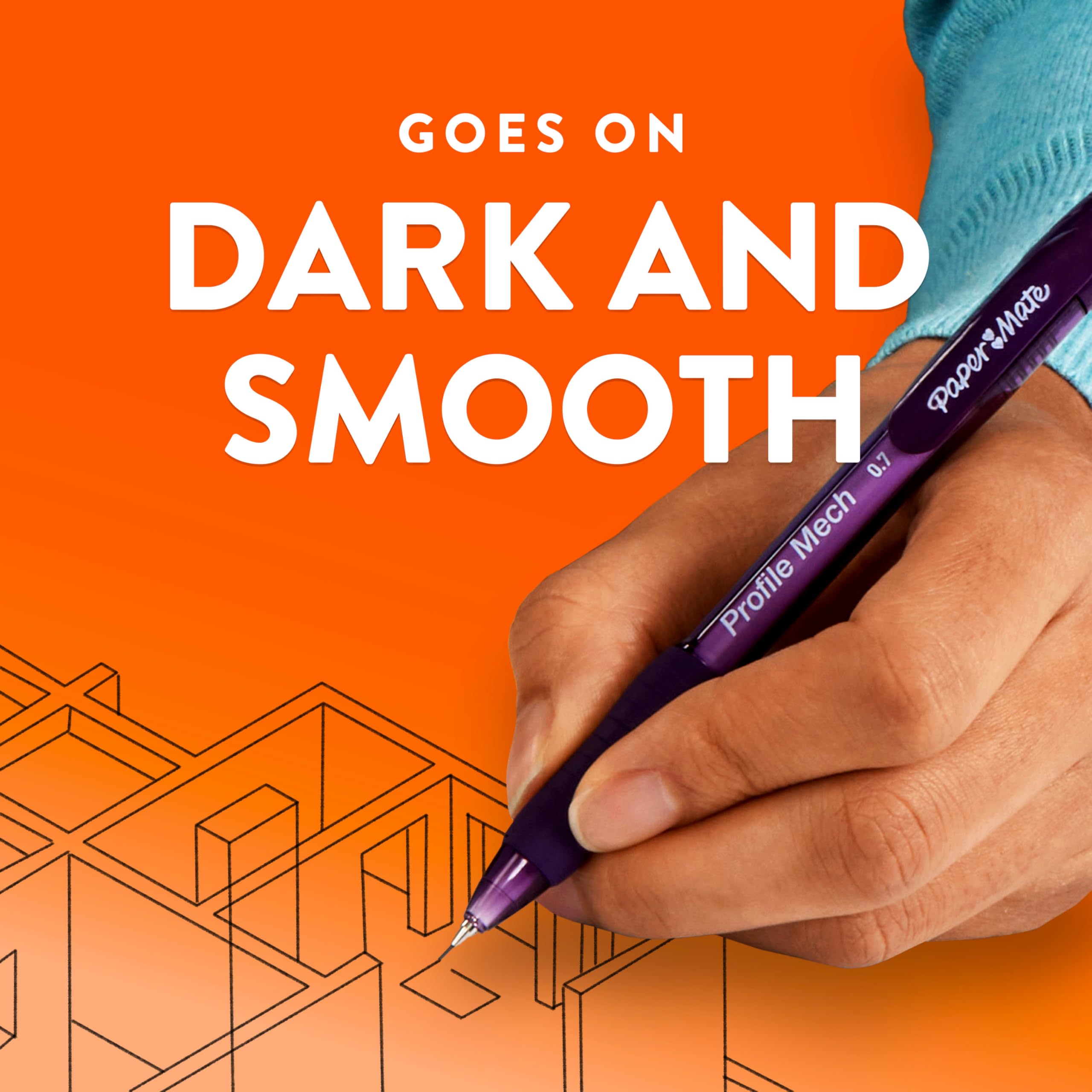 Paper Mate comparación de tamaño con una mano para referencia práctica