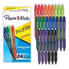 Paper Mate vista frontal del paquete con 24 lápices, suministro confiable