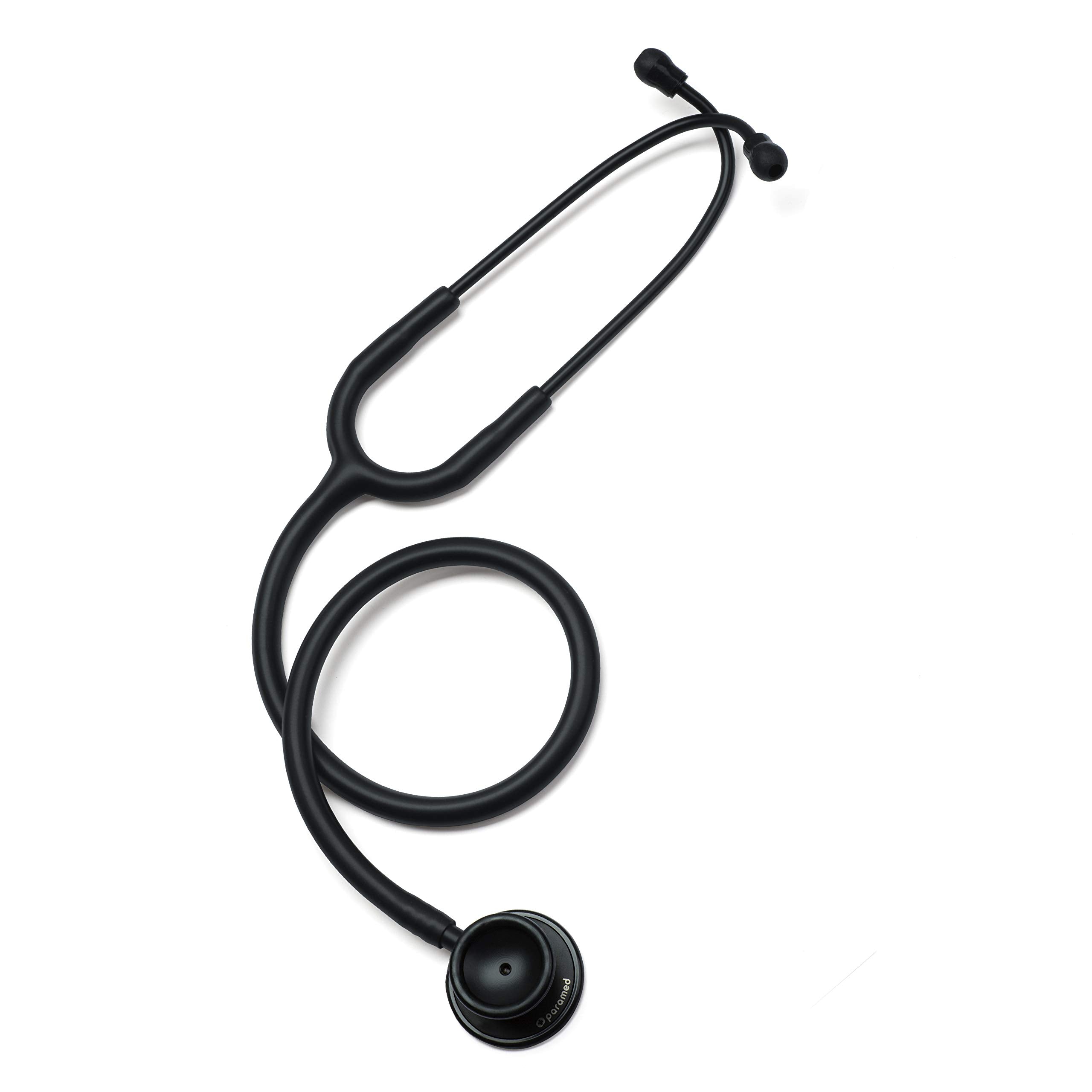 Paramed stethoscope front view showing full assembly and ready-to-use benefit