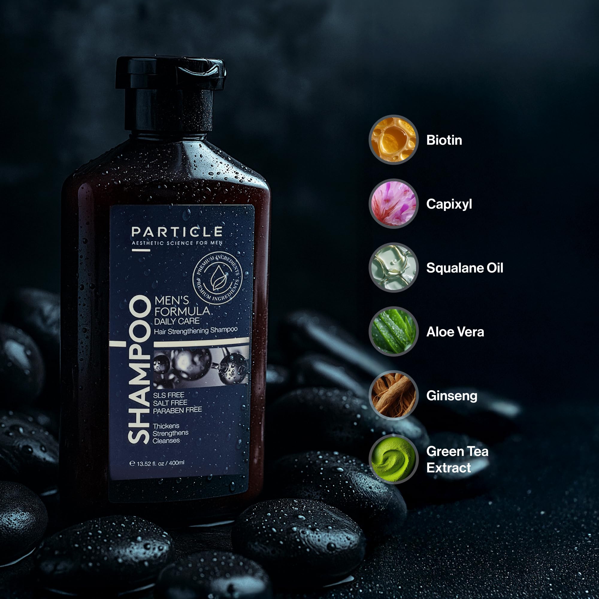 Particle en uso en la ducha por hombre tras ejercicio, revitalizante