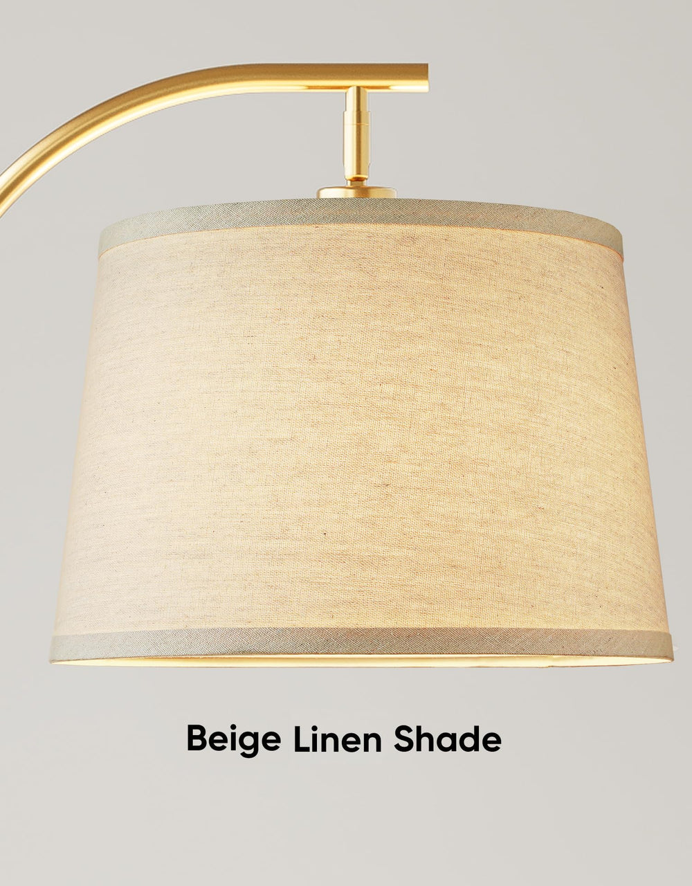 PARTPHONER arc lamp placed behind sofa demonstrating overhead illumination without ceiling wiring