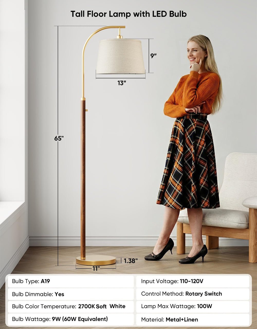 PARTPHONER rotating lamp head adjusted to shine on book for precise reading light