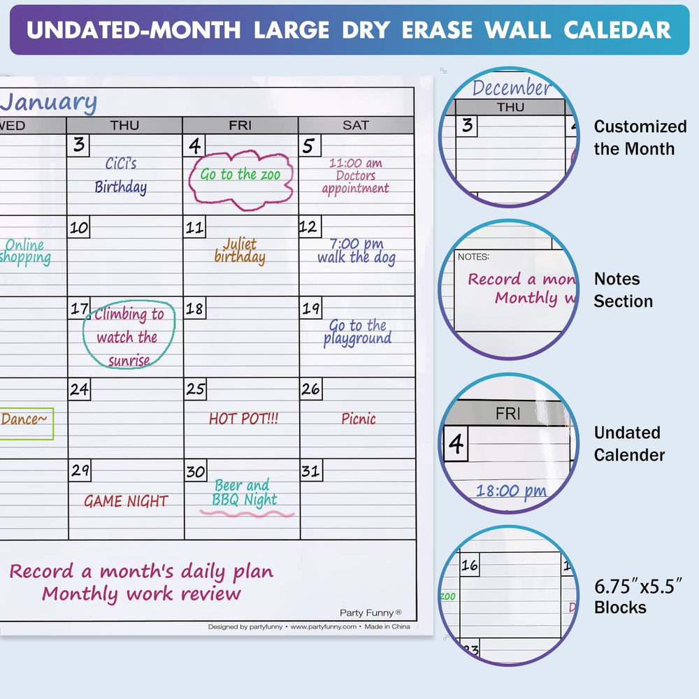 Party Funny calendario en uso en oficina familiar mejora coordinación diaria
