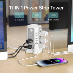 PASSUS side AC outlets detail showing wide spacing to fit bulky adapters with ease