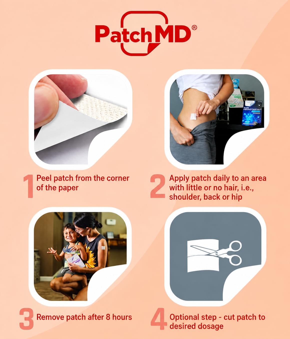 PatchMD parche aplicado en brazo en uso diario, comodidad y libertad de movimiento