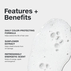 Paul Mitchell close-up label highlighting sunflower extract and recyclable packaging benefits