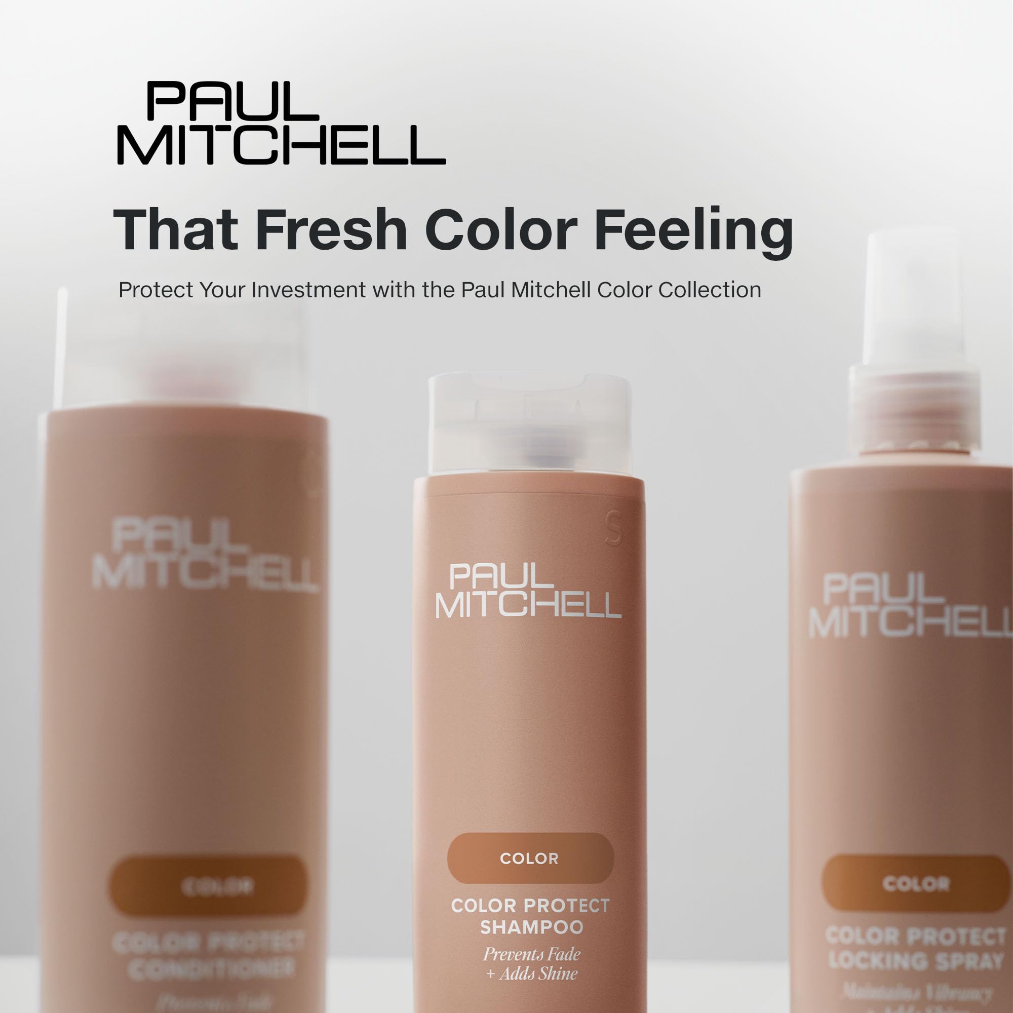 Paul Mitchell bottle staged in salon bathroom representing professional results at home