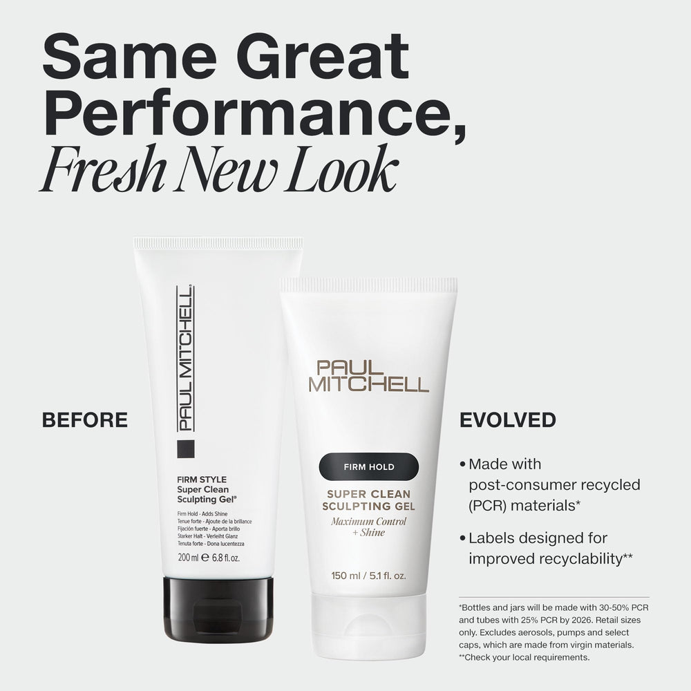 Paul Mitchell textura del gel en primer plano, muestra brillo y control
