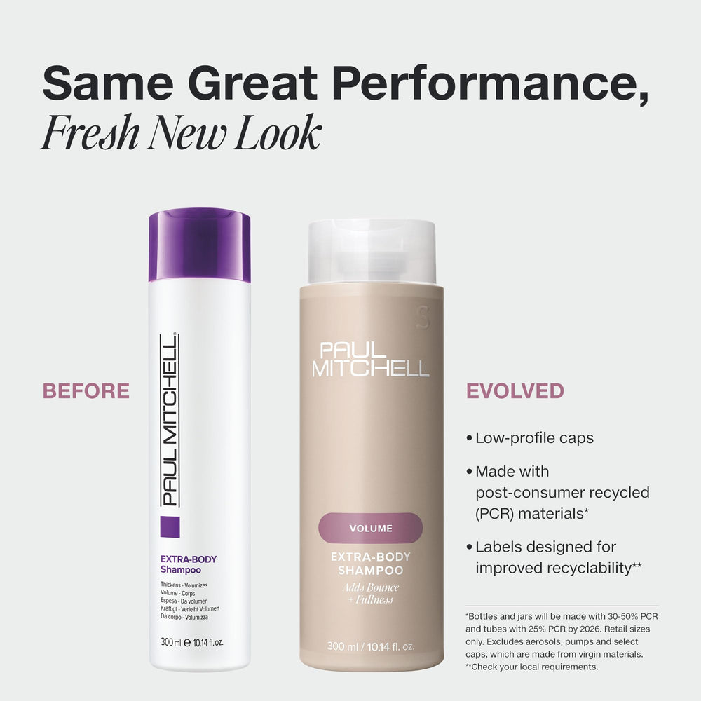 Paul Mitchell textura de espuma Extra-Body revela limpieza suave y cuerpo