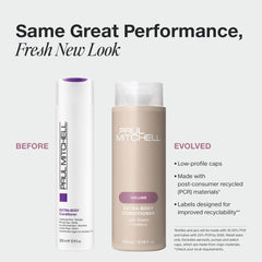 Detalle de la textura del acondicionador Paul Mitchell Extra-Body mostrando consistencia ligera