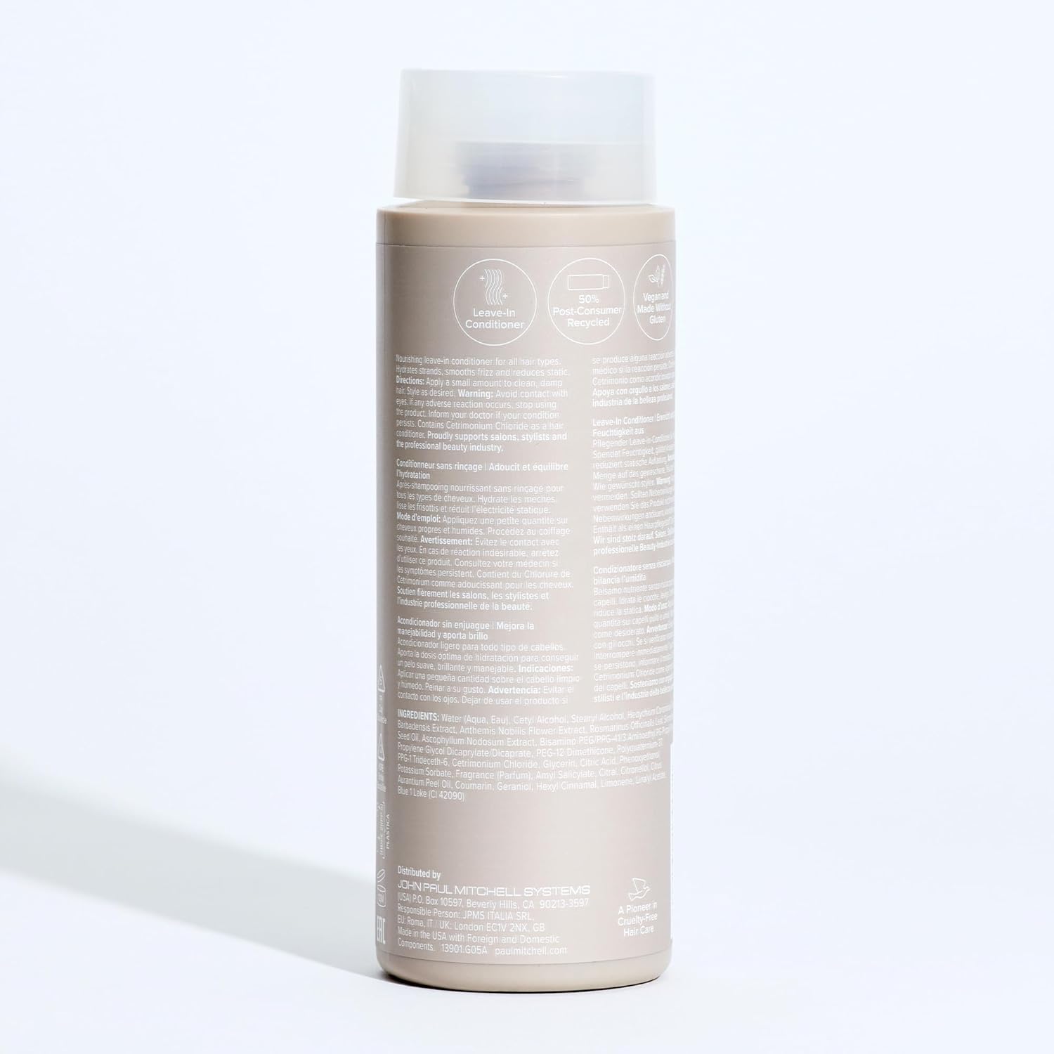 Paul Mitchell The Conditioner envase sostenible con PCR destacando reciclabilidad