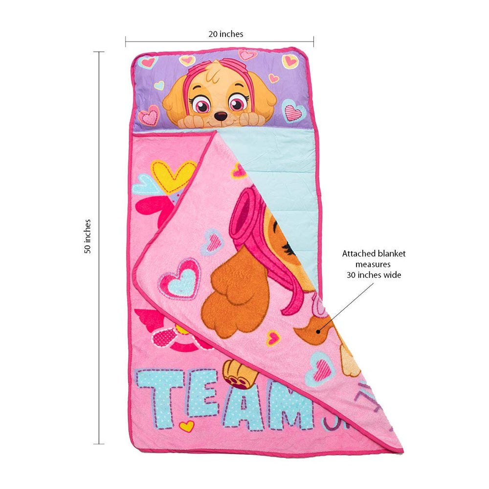 Paw Patrol Skye built-in pillow detail with plush finish, providing gentle head support
