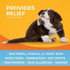 Paw Science uso en pata de perro para limpieza y alivio de irritación
