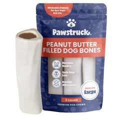 Pawstruck hueso relleno frontal mostrando pack de tres, diversión duradera