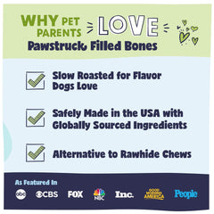 Pawstruck hueso junto a regla para escala, tamaño ideal para perros