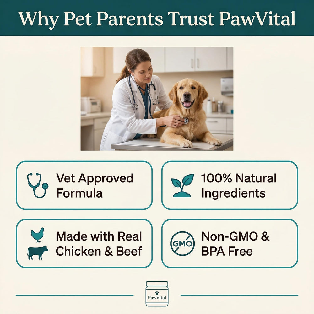 PawVital etiqueta con lista de nueve activos para soporte respiratorio