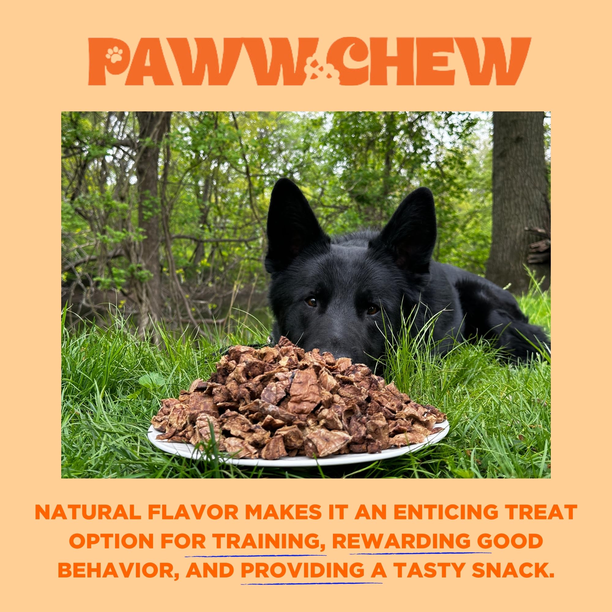 PAWW CHEW trozos en un bol listo para servir, conservación y conveniencia