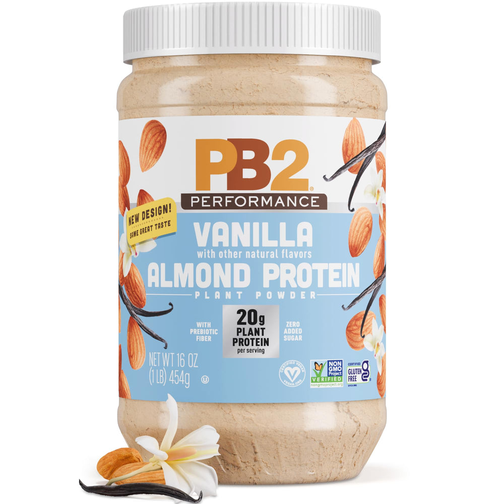 PB2 empaque frontal mostrando proteína de almendra y beneficio nutricional