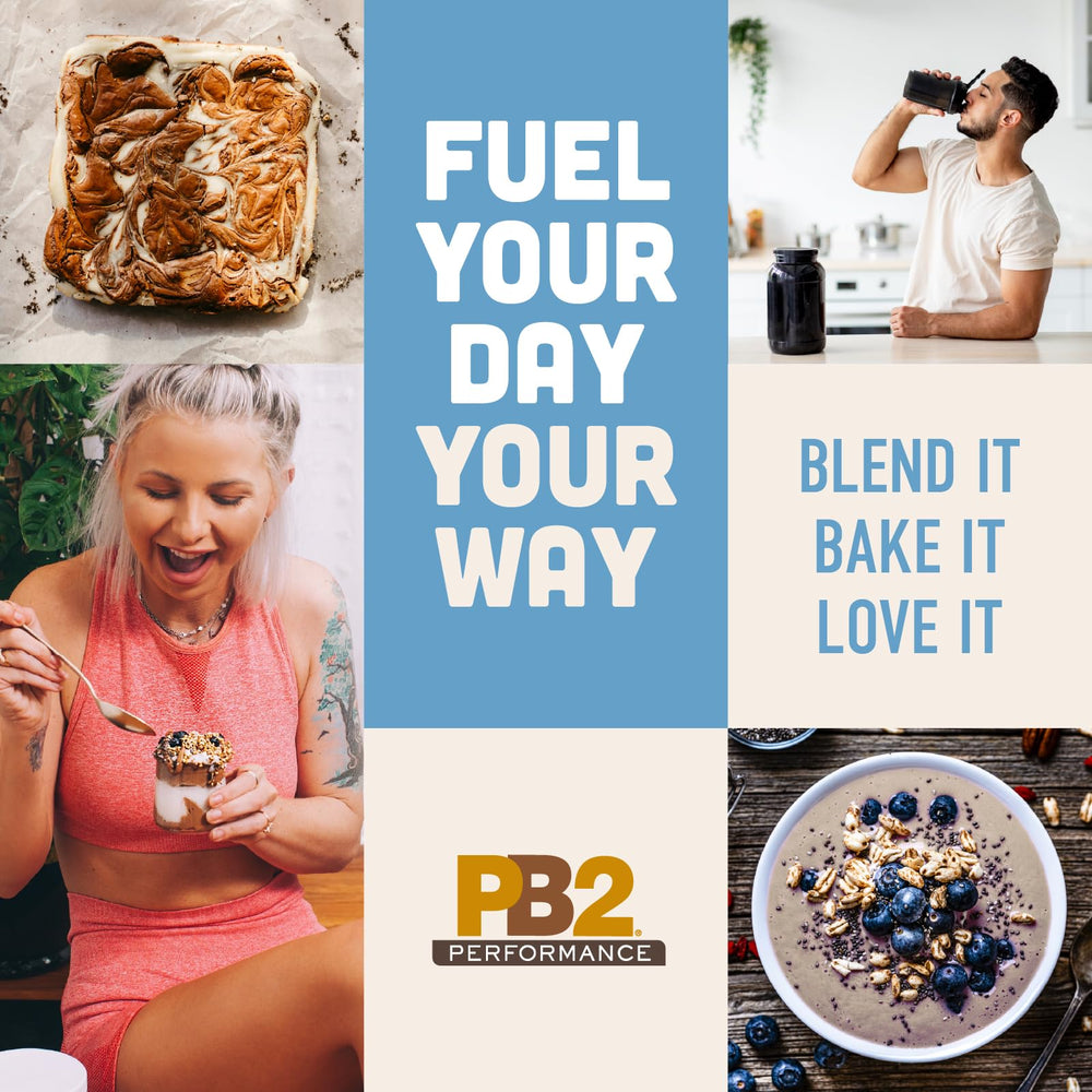 PB2 espolvoreado en avena con fruta para desayuno proteico y saciante