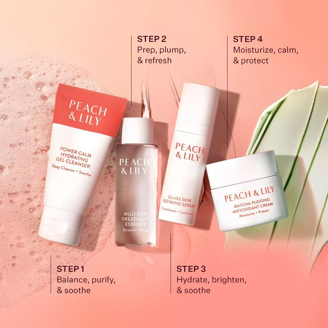 Peach & Lily etiqueta con ingredientes clave, transparencia y formulación limpia
