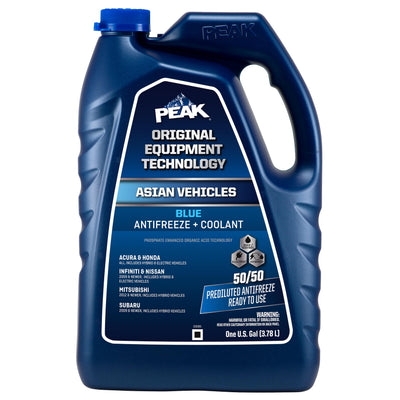 PEAK etiqueta frontal botella galón mostrando la presentación y fácil manejo