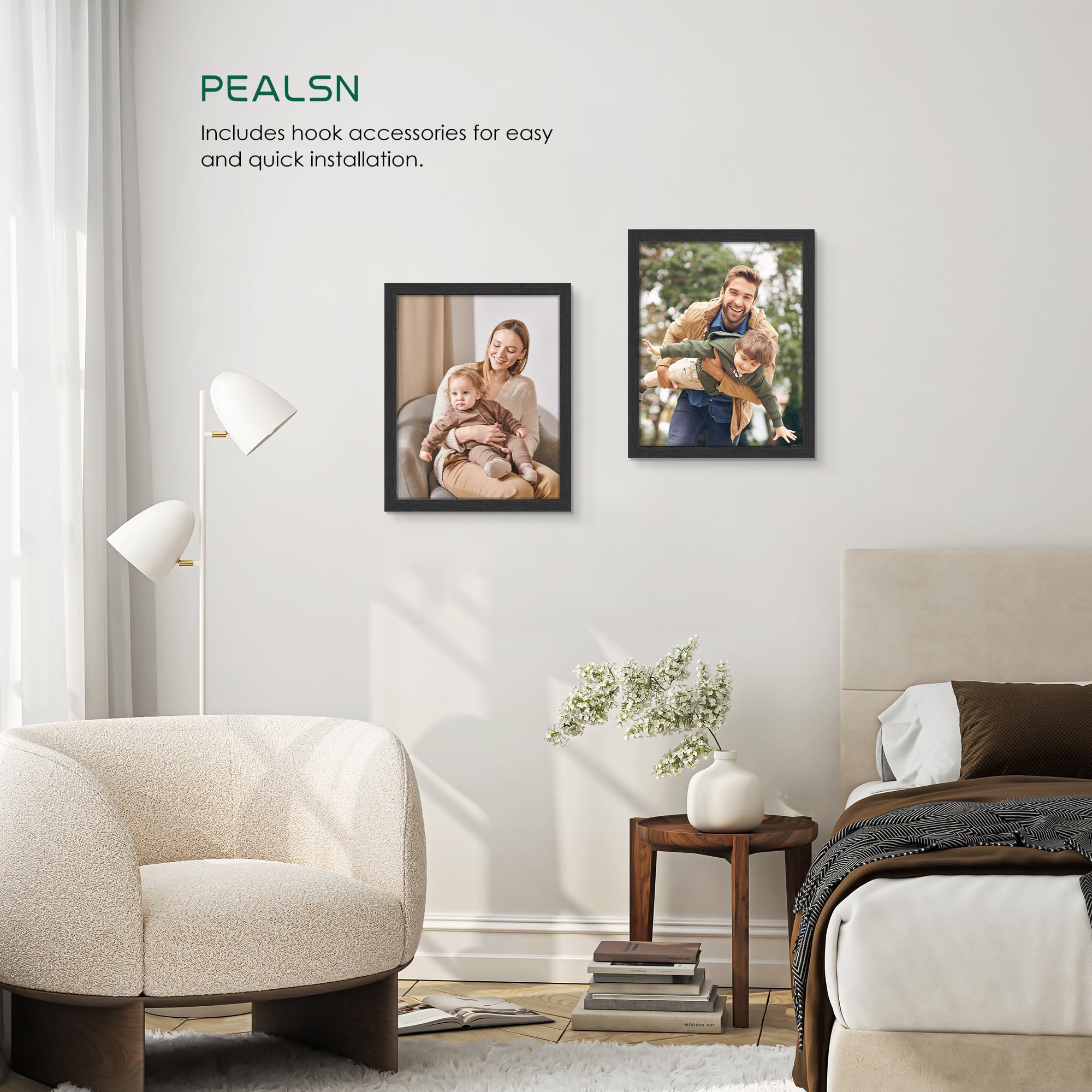 PEALSN textura madera negra del marco, acabado resistente