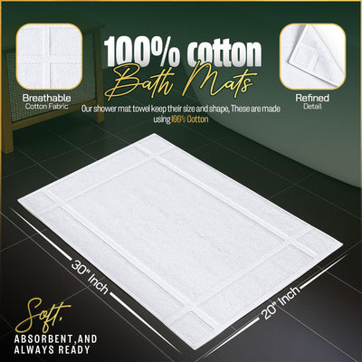 Pearl Linens bath mat placed outside shower illustrating quick moisture pickup after shower