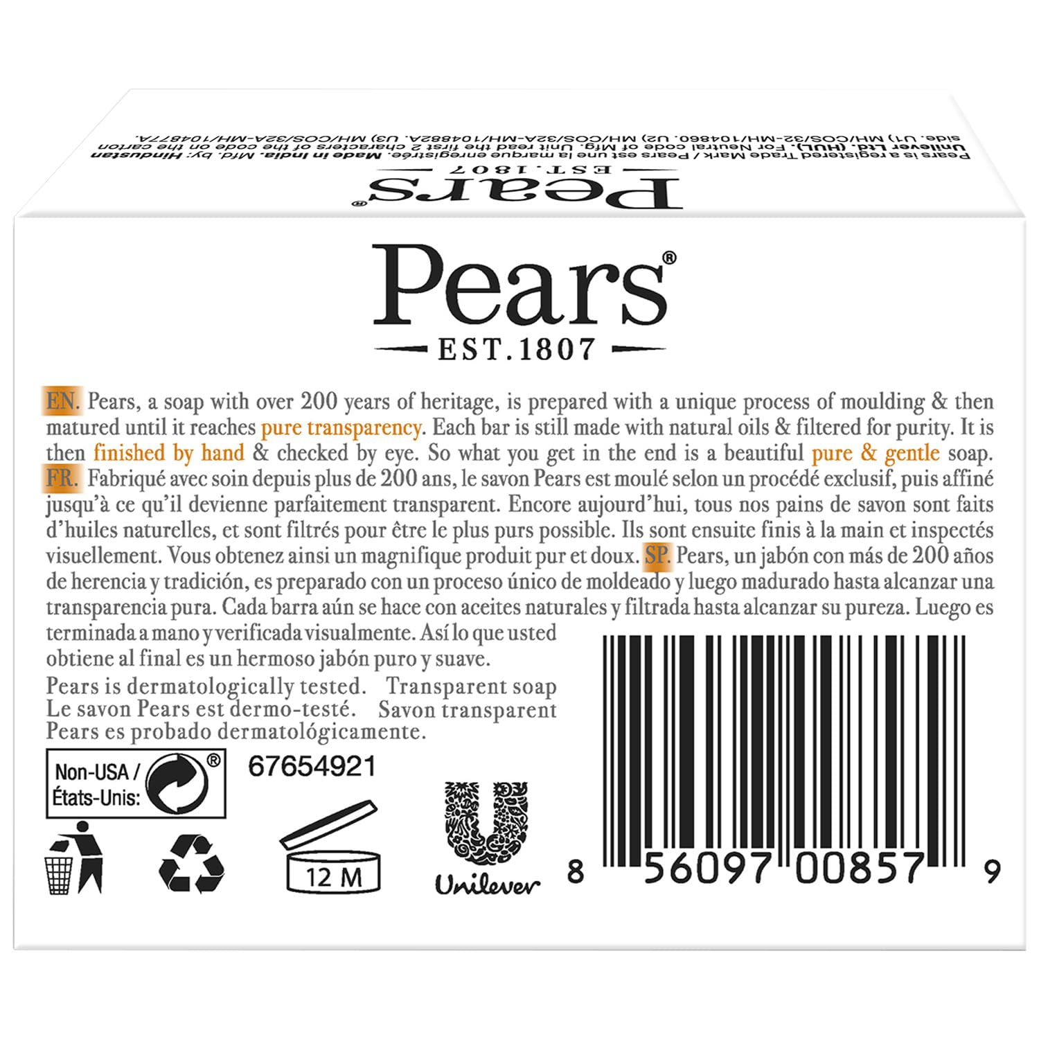Pears jabón textura en primer plano mostrando glicerina hidratante
