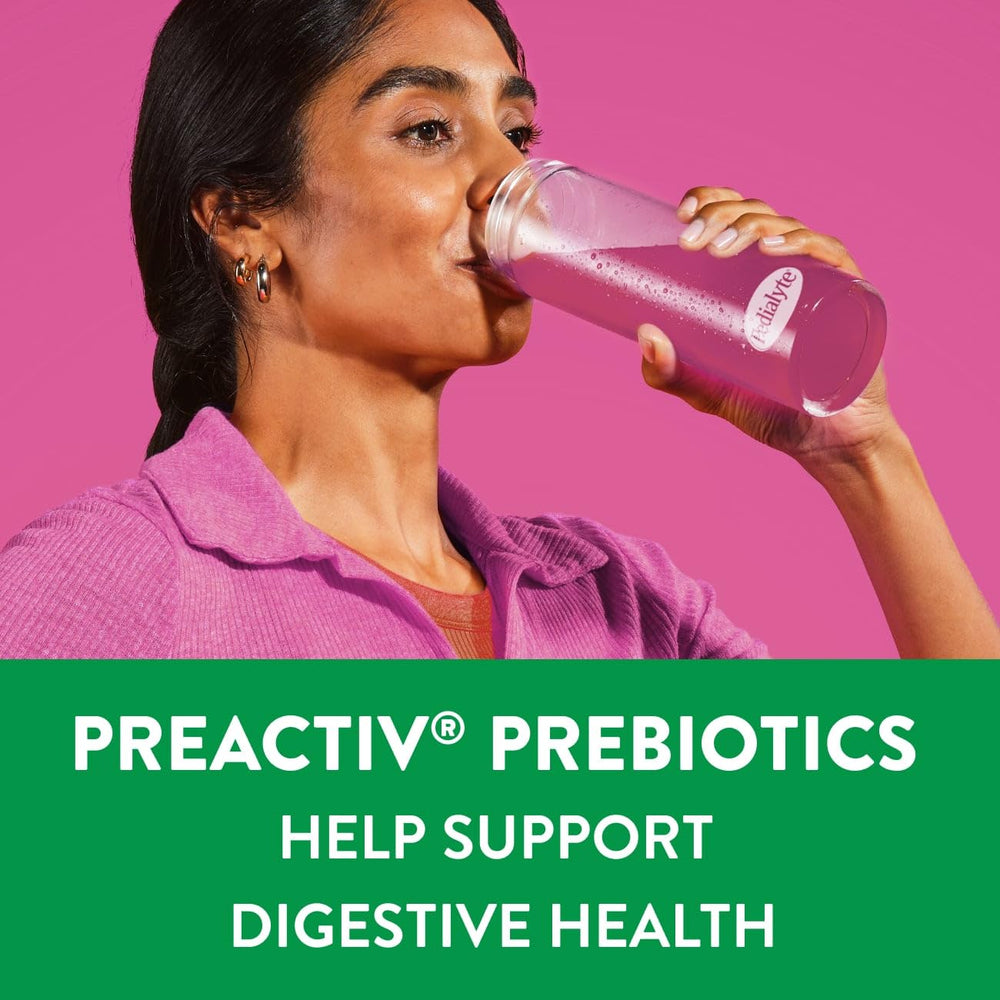 Pedialyte AdvancedCare comparación de tamaño de litro junto a objetos cotidianos