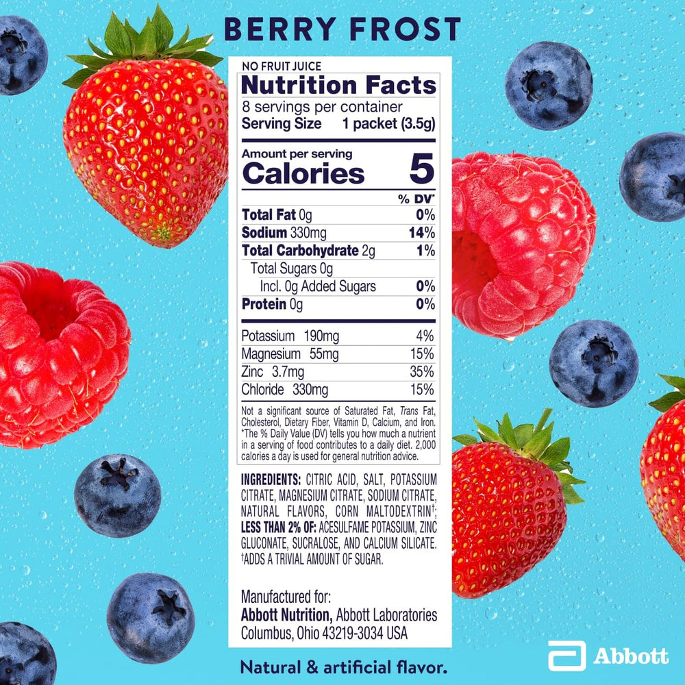 Pedialyte bebida preparada en vaso Berry Frost, refrescante y baja en calorías