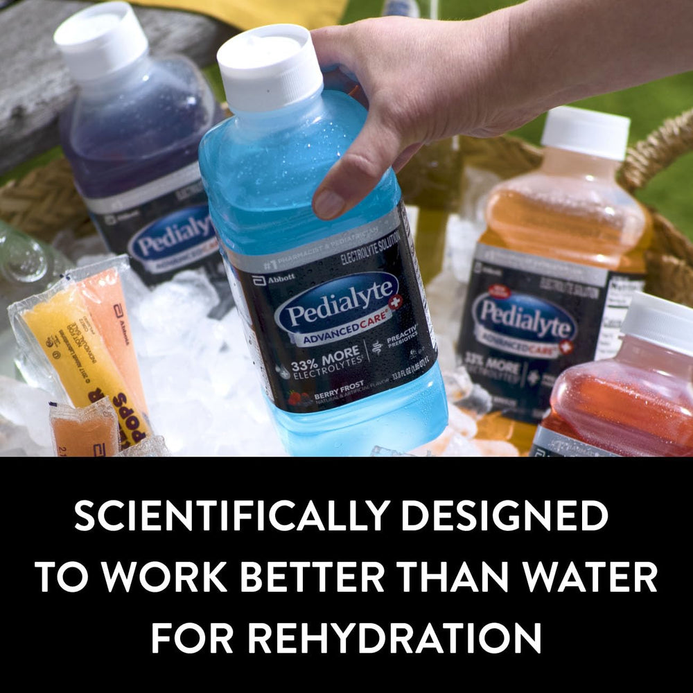 Pedialyte Iced Grape servido en vaso, refrescante y listo para beber