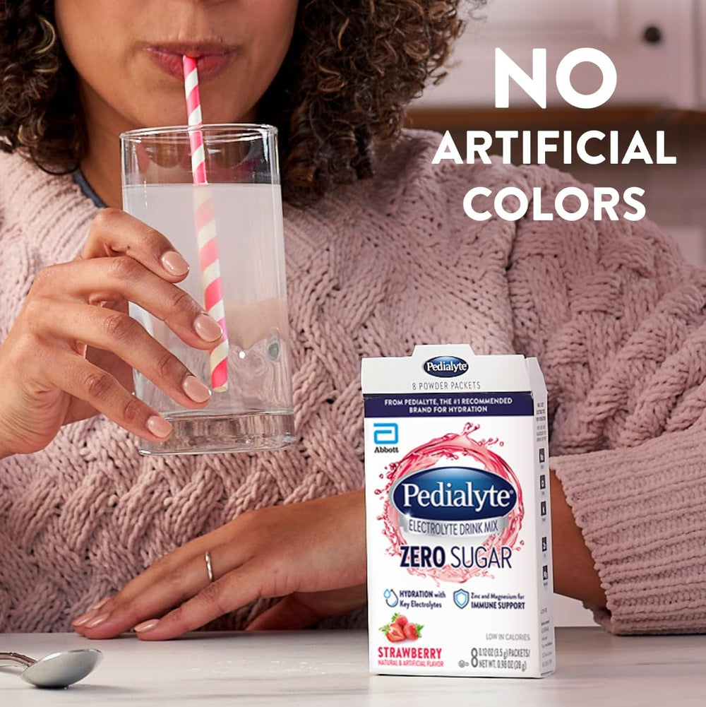 Pedialyte sobre en vaso mezclado listillo para beber con sabor fresa refrescante