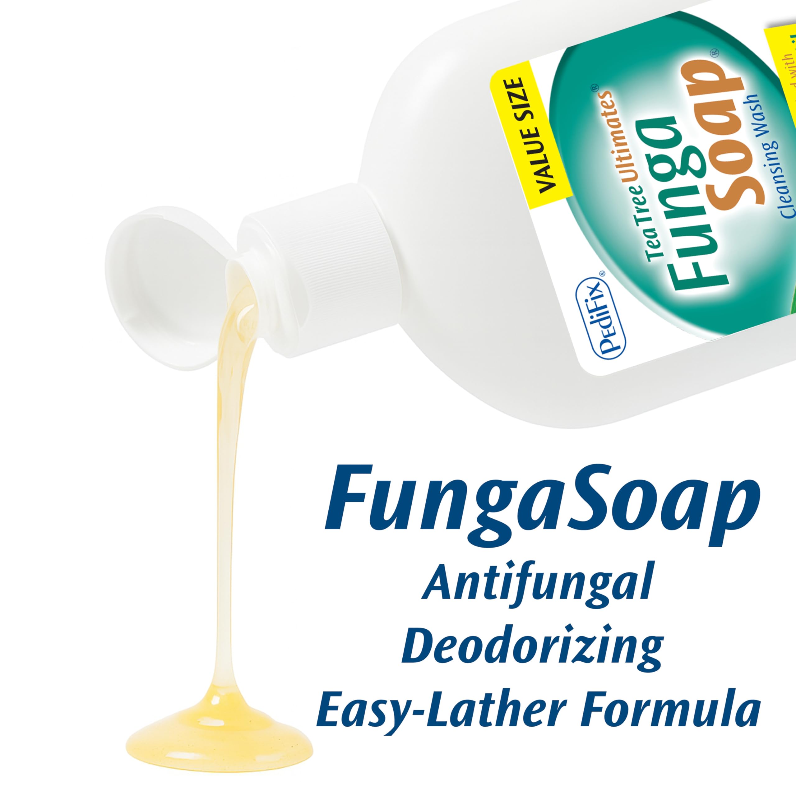 Pedifix FungaSoap comparación de tamaño, Pedifix envase generoso