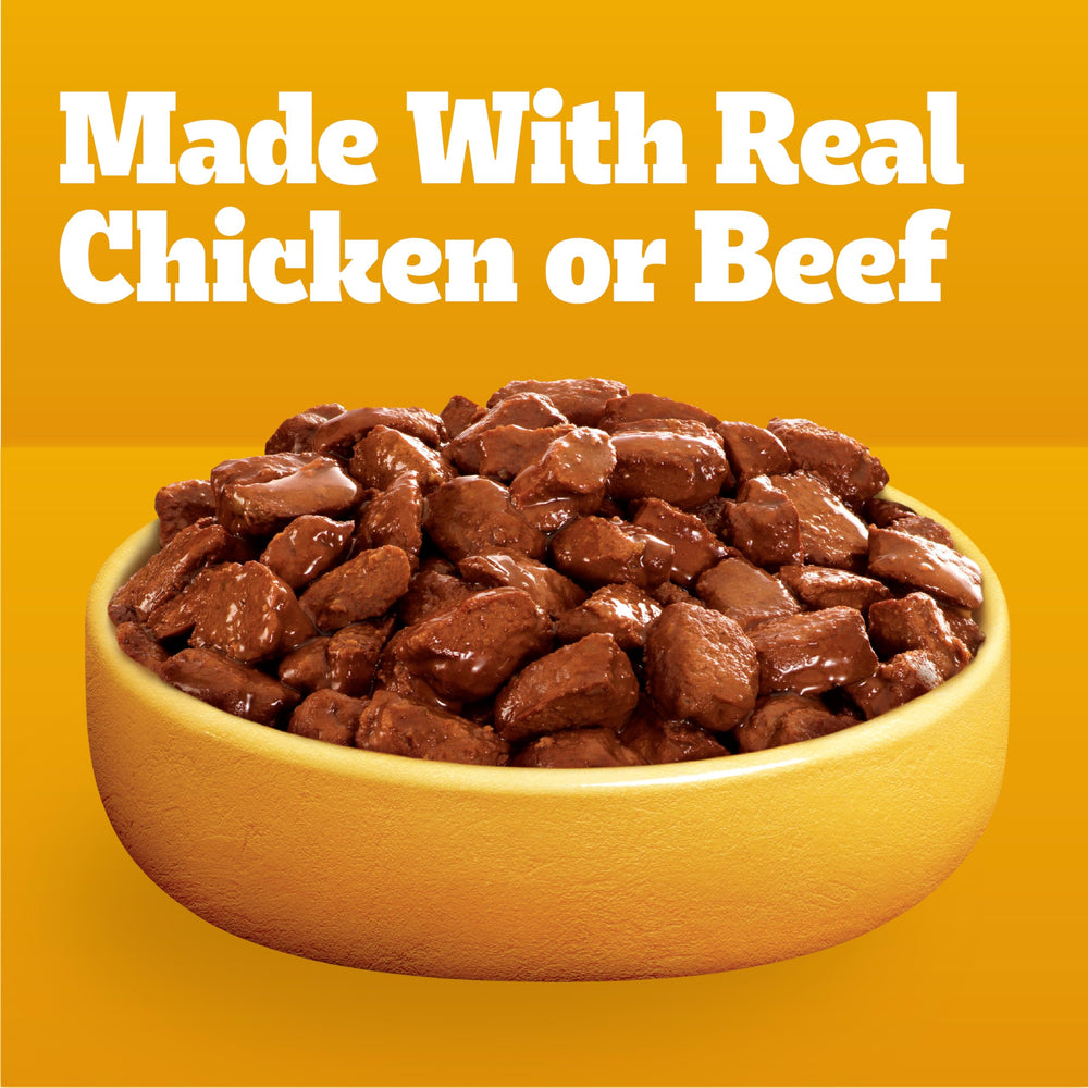 Pedigree como topper sobre croquetas añadiendo humedad y sabor