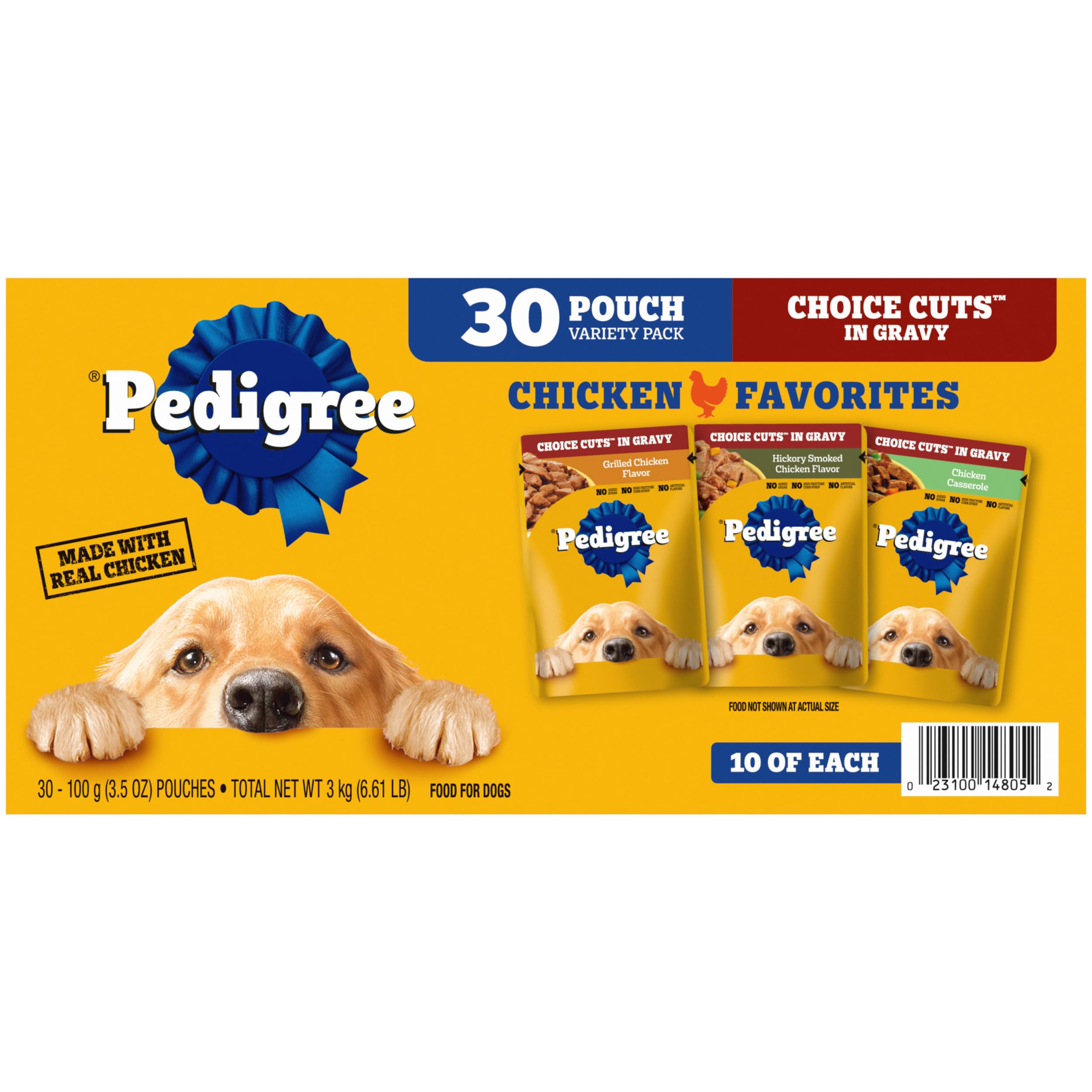 Pedigree sobre frontal mostrando la marca y conveniencia para el propietario