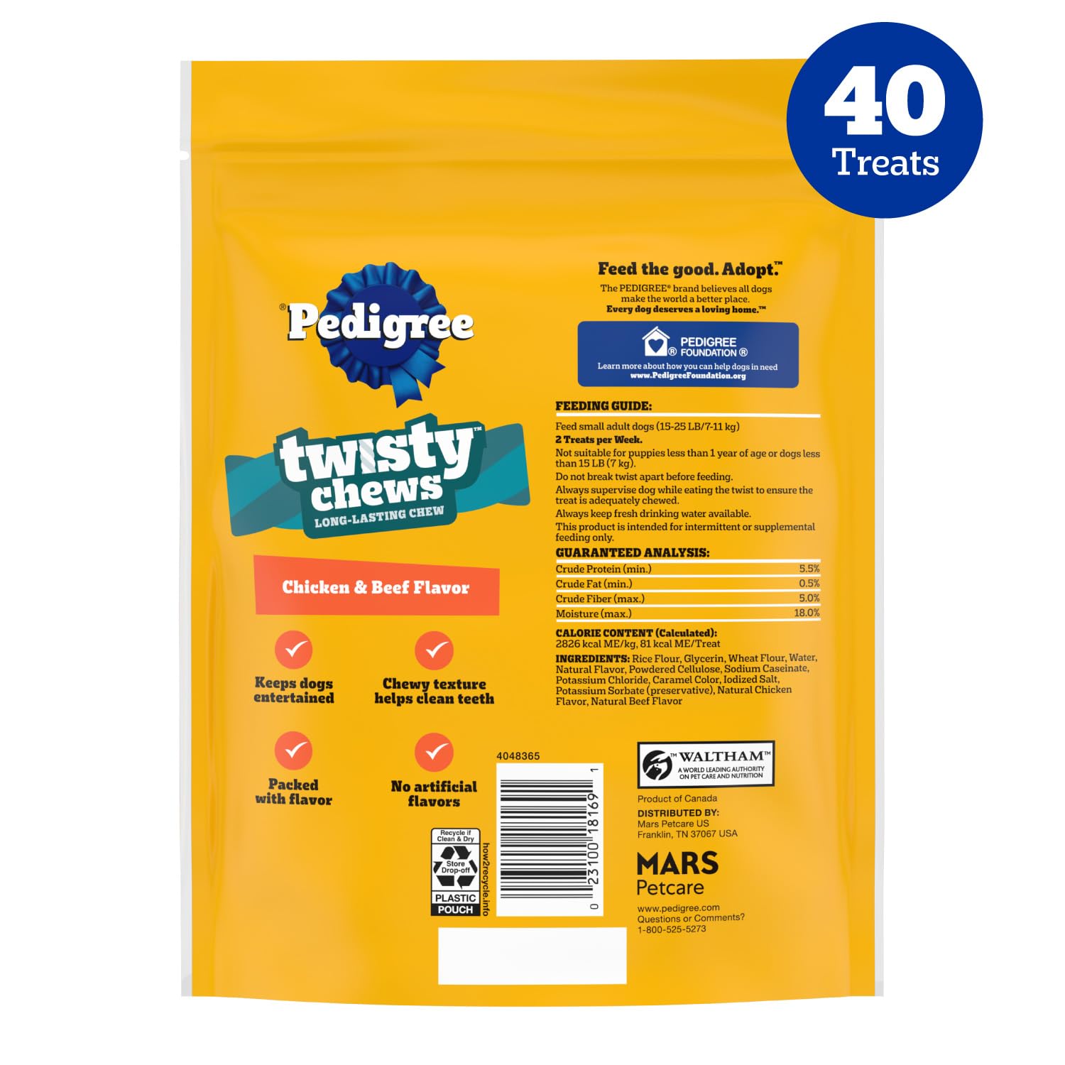 Pedigree Twisty Chews junto a un plato para presentar como recompensa diaria