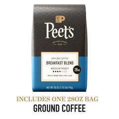 Peet's Coffee detalle de la etiqueta que destaca tueste medio y Arábica