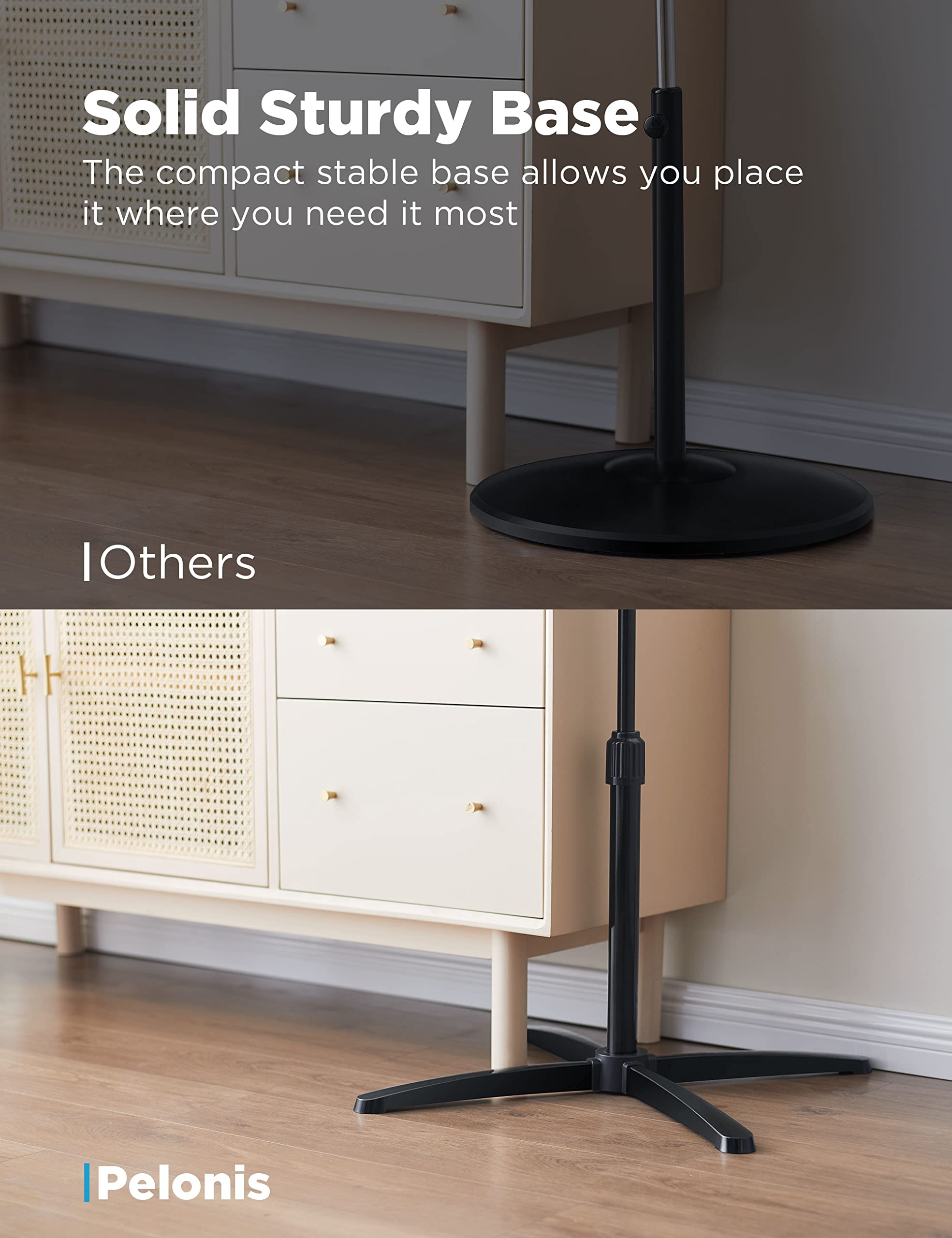 PELONIS comparación de tamaño junto a una silla para escala visual