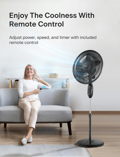 PELONIS remote controller in hand for convenient, wireless adjustments