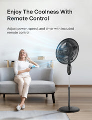 PELONIS remote controller in hand for convenient, wireless adjustments