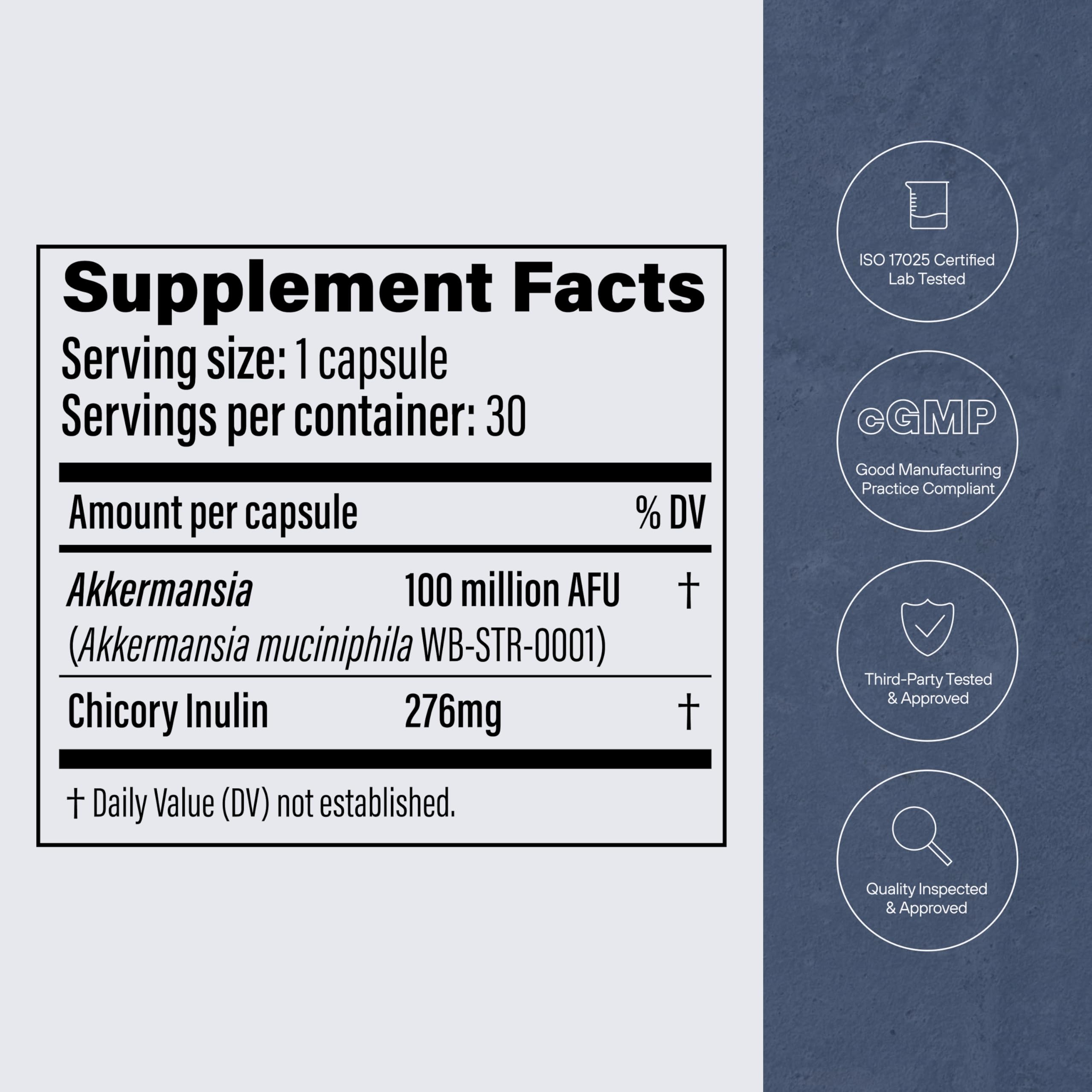 Pendulum bottle label with third‑party tested seal emphasizing product quality assurance