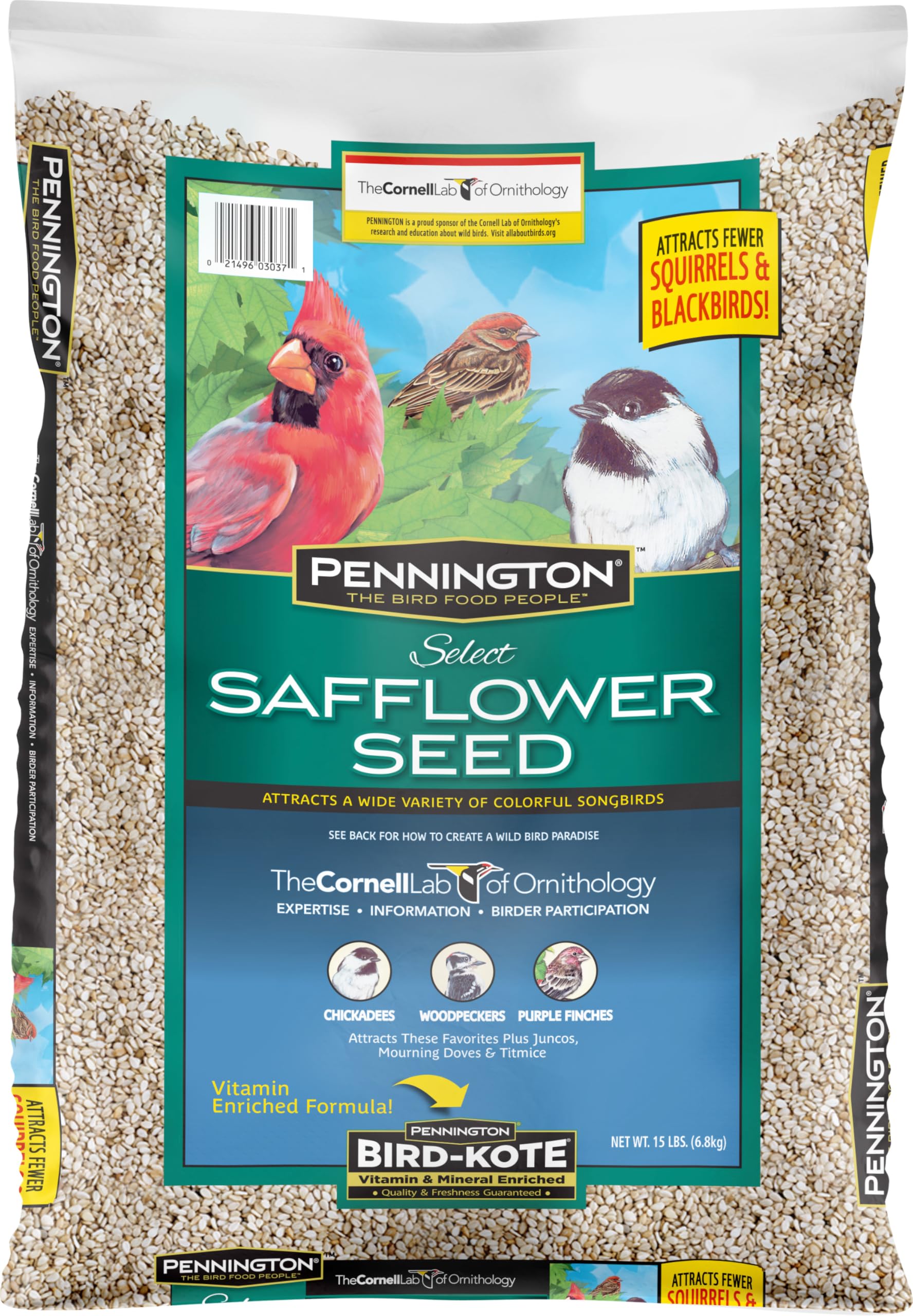 Pennington front packaging showing 15 lb bag and product branding benefit clarity
