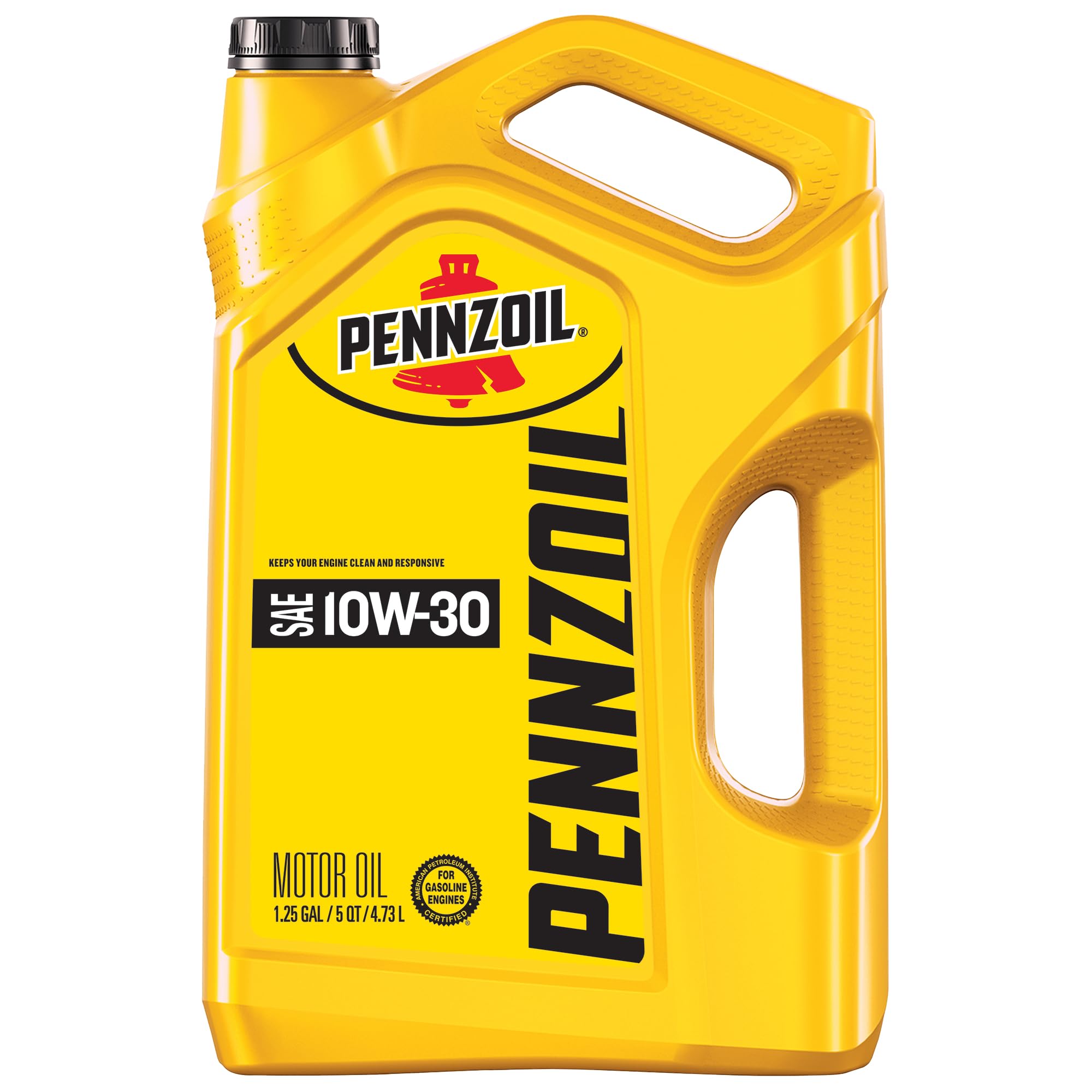 Pennzoil envase frontal 5 quart mostrando la marca y facilidad de vertido